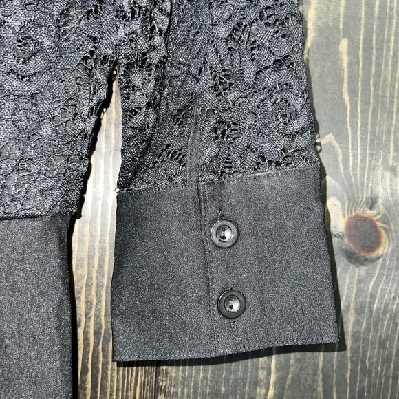MIUSOL Lace Dress S Black Button Up Collar Belted Formal Boho Whimsigoth Witchy - Picture 9 of 11